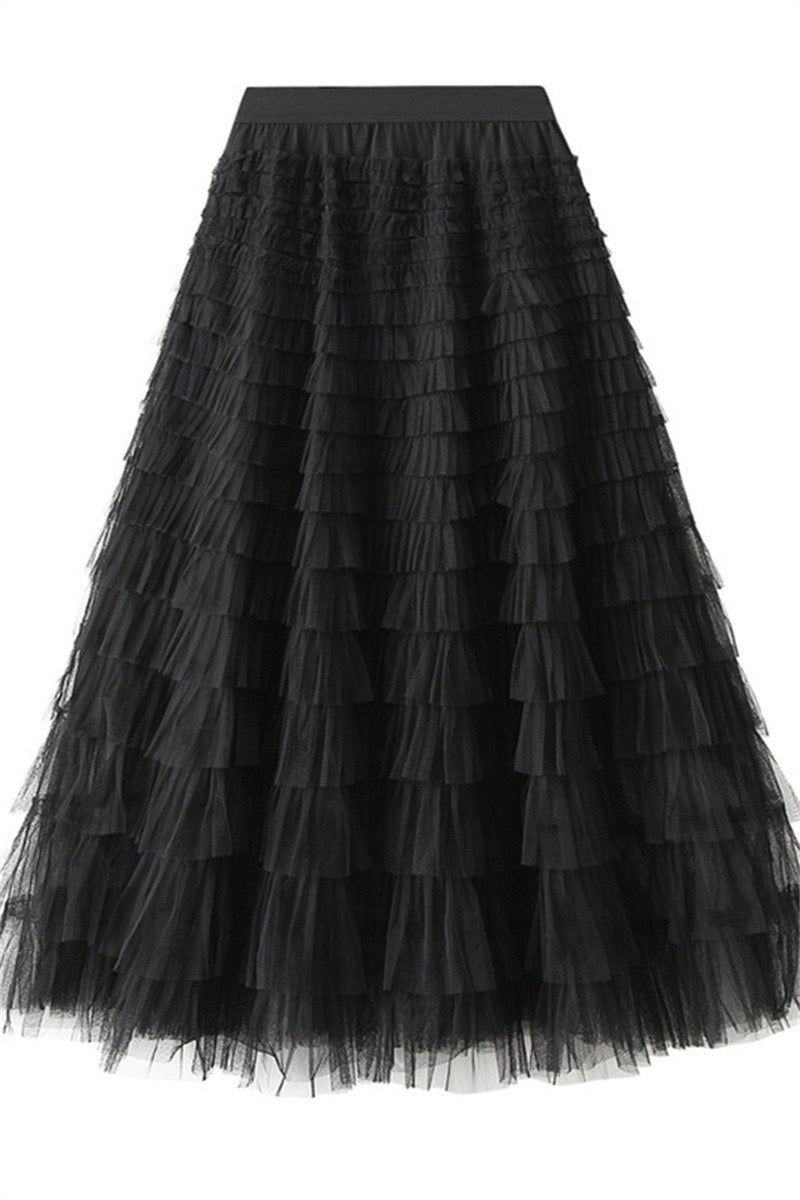 Multi layer Tulle Skirt-Black