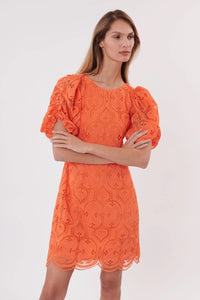 Sacramento Eyelet Dress - Tangerine