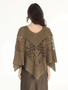 Crochet  Poncho - Olive