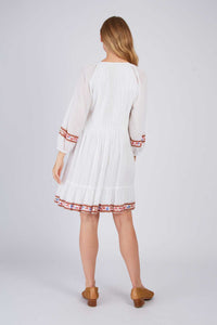 Christine Cotton Embroidered Dress -White