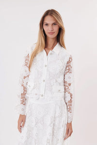 Ymane eyelet/lace shirt jacket- White