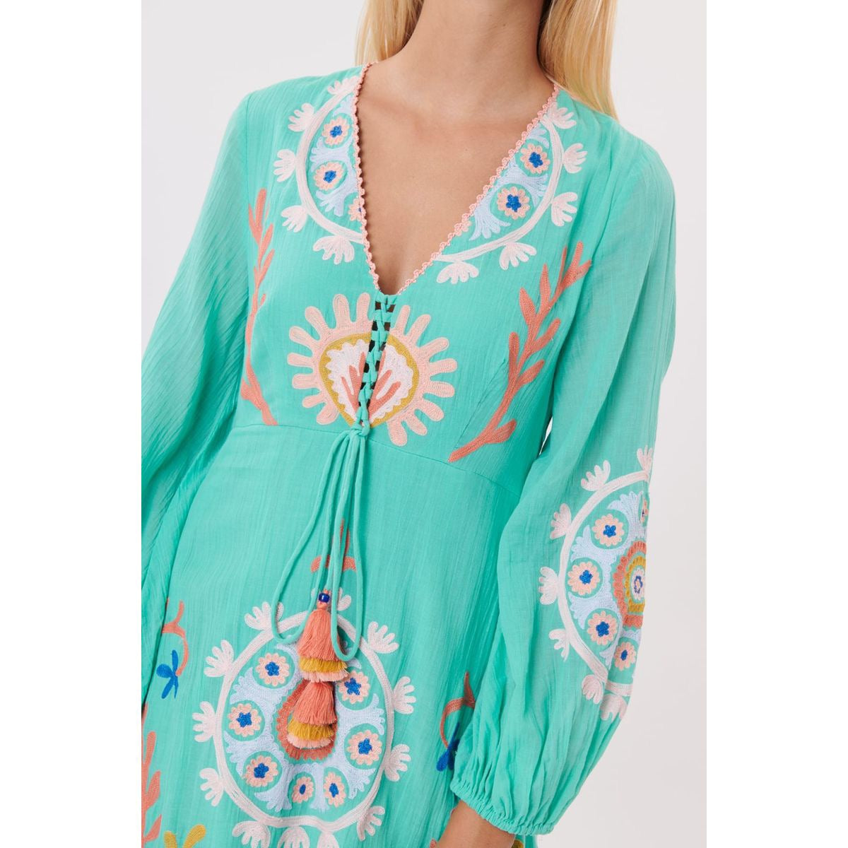 Sarbacane Embroidered Dress - Aqua