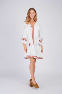 Christine Cotton Embroidered Dress -White