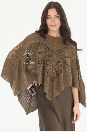 Crochet  Poncho - Olive