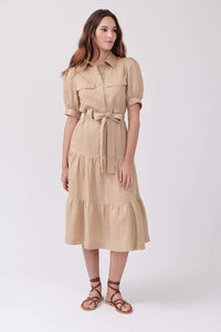 Serval Linen Dress-Olive