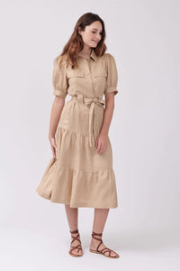 Serval Linen Dress-khaki