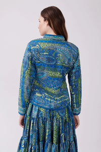 Yanissa Quilted Paisley Jacket - Blue
