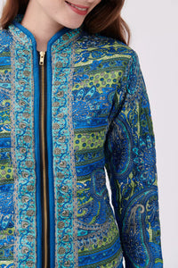 Yanissa Quilted Paisley Jacket - Blue
