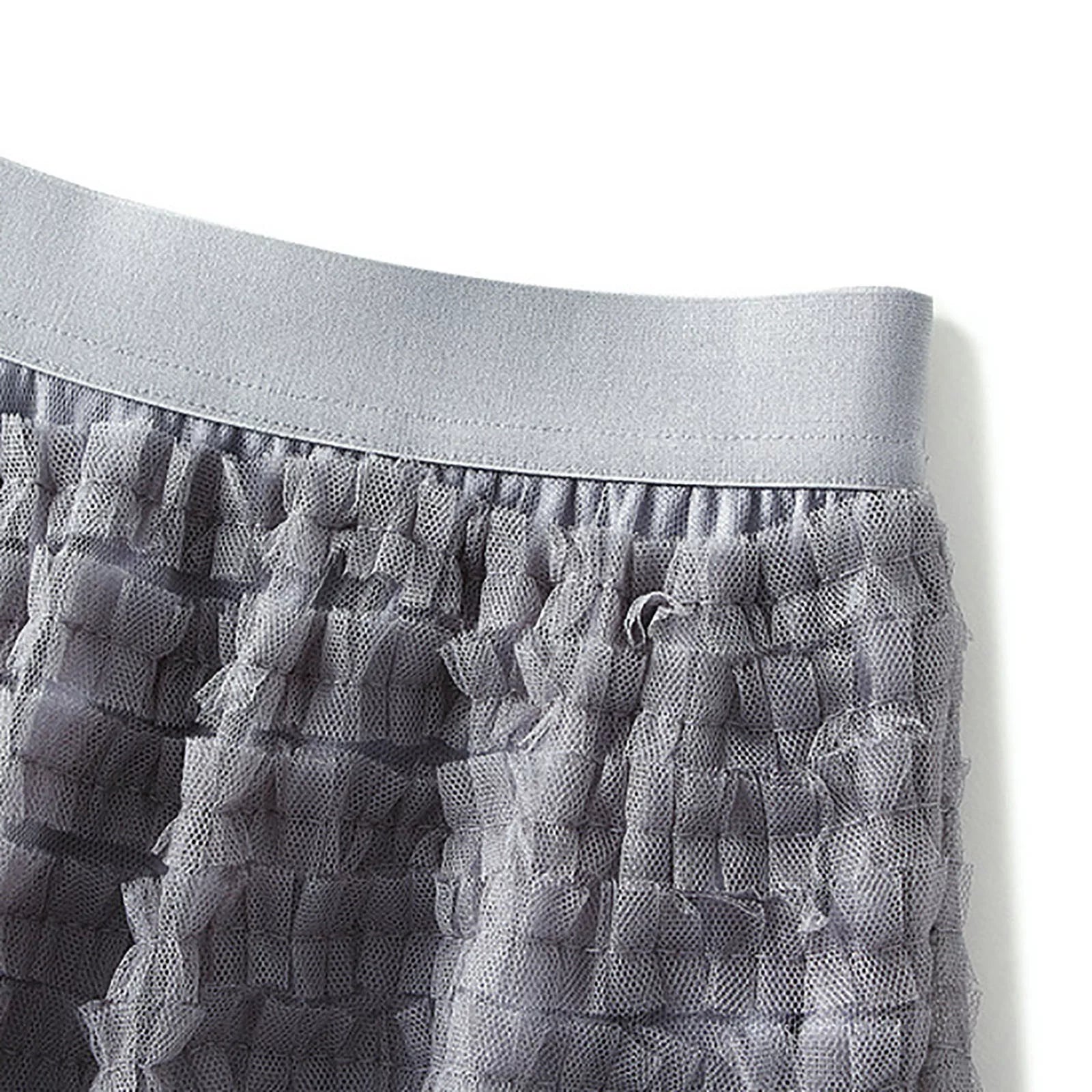 Tiered Mesh Skirt - Dove Grey