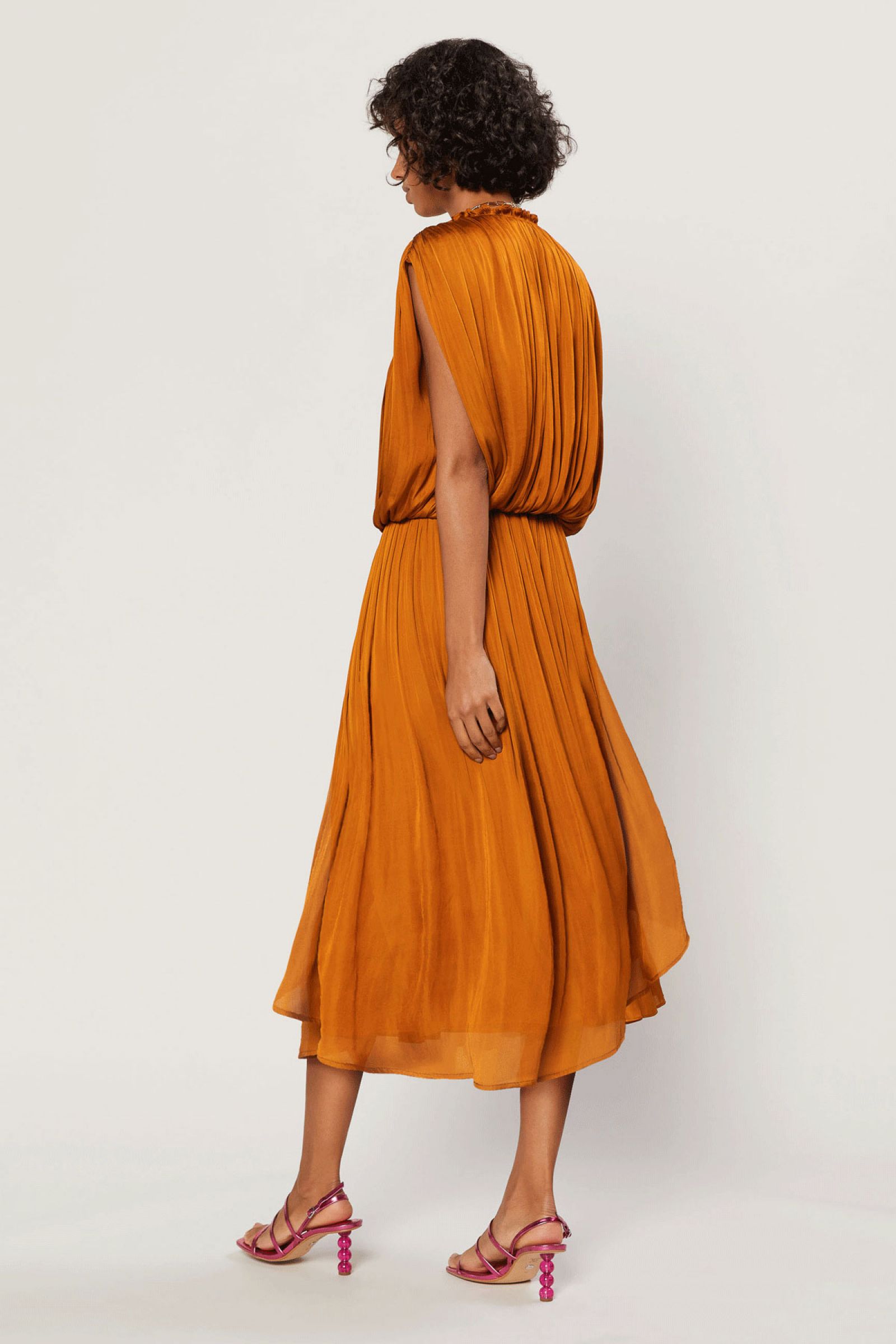 Ruche Cap  Dress- Saffron