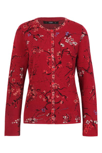 Jacquard Cardigan - Cherry Red