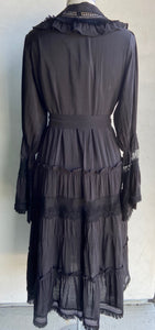 Romantic Ruffle Dress -  Black