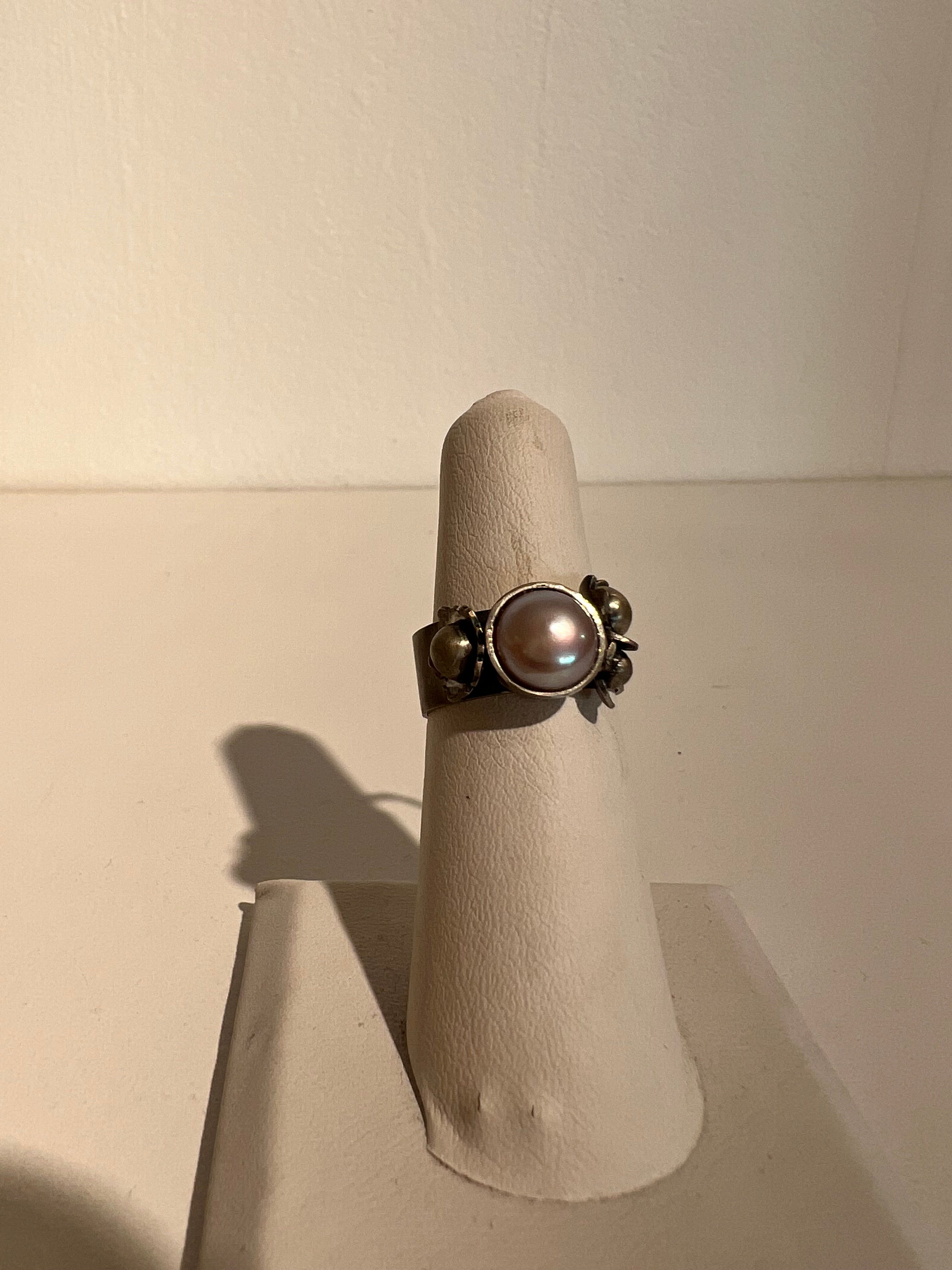 Persian Sterling Ring with Pearl