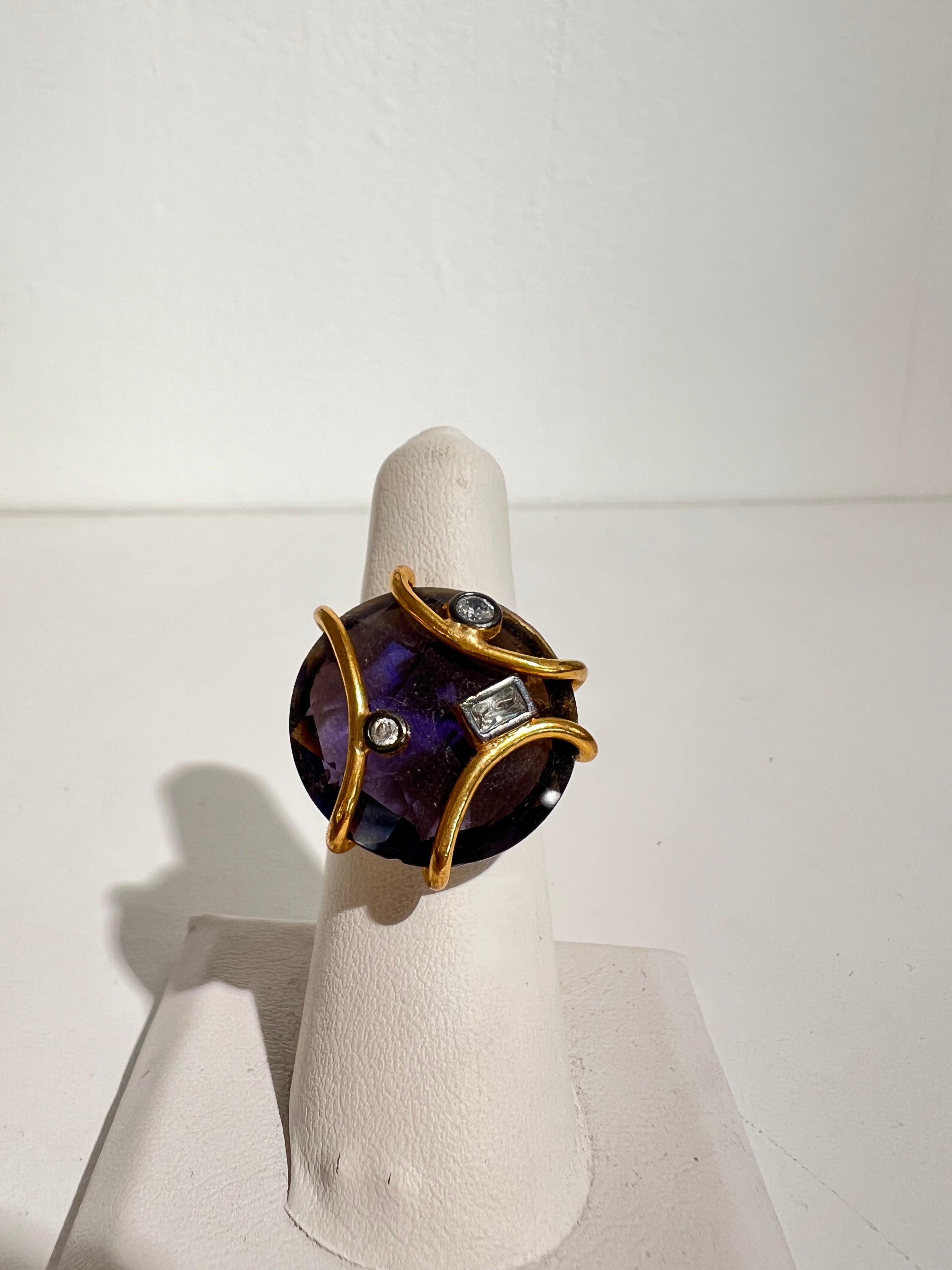 Purple Glass Statement Ring