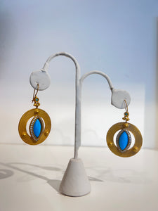 Turkish Gold and Blue Stone Earrings