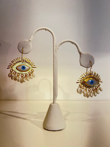 Turkish Gold Eye Earrings