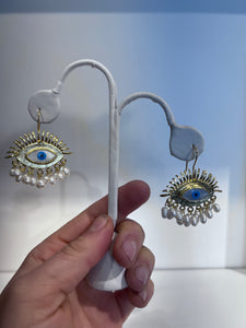 Turkish Gold Eye Earrings