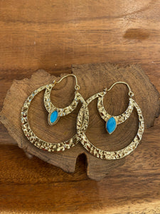 Turquoise Crescent  Earrings