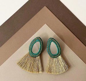 Turquoise and fringe Mirrored Earrings