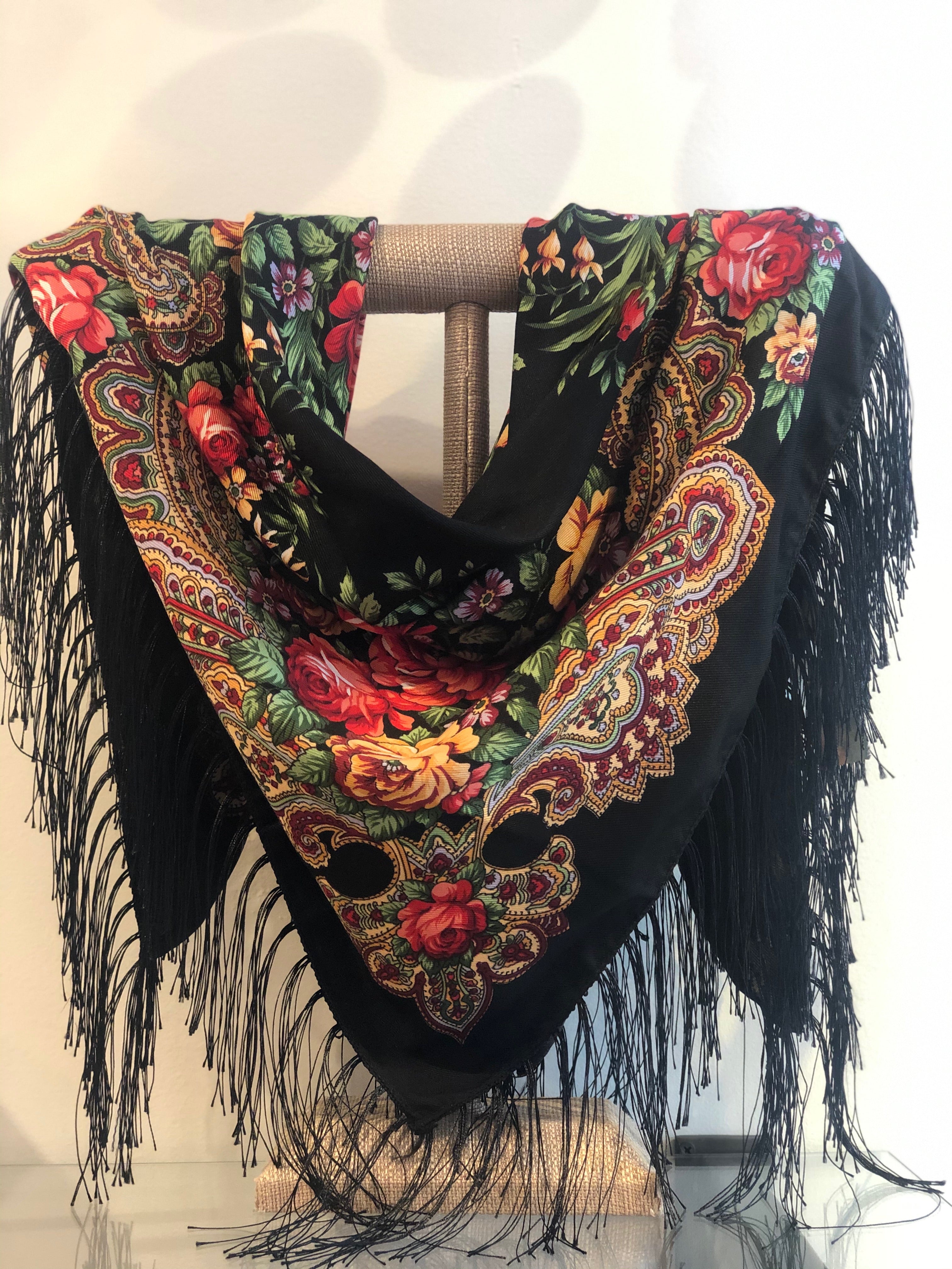 Romano Fringe  Scarf-Black