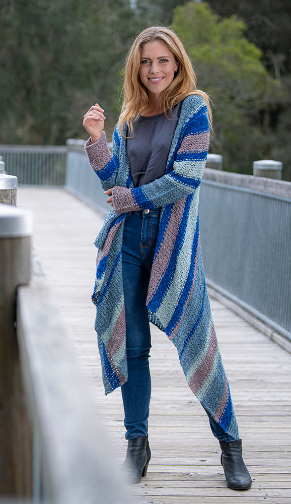 Hand Knit Multicolor open flow poncho/coverup - Earth