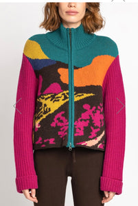 Landscape zip front jacket-Brights