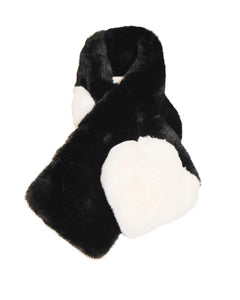 2 tone Faux Fur Scarf- Black/white