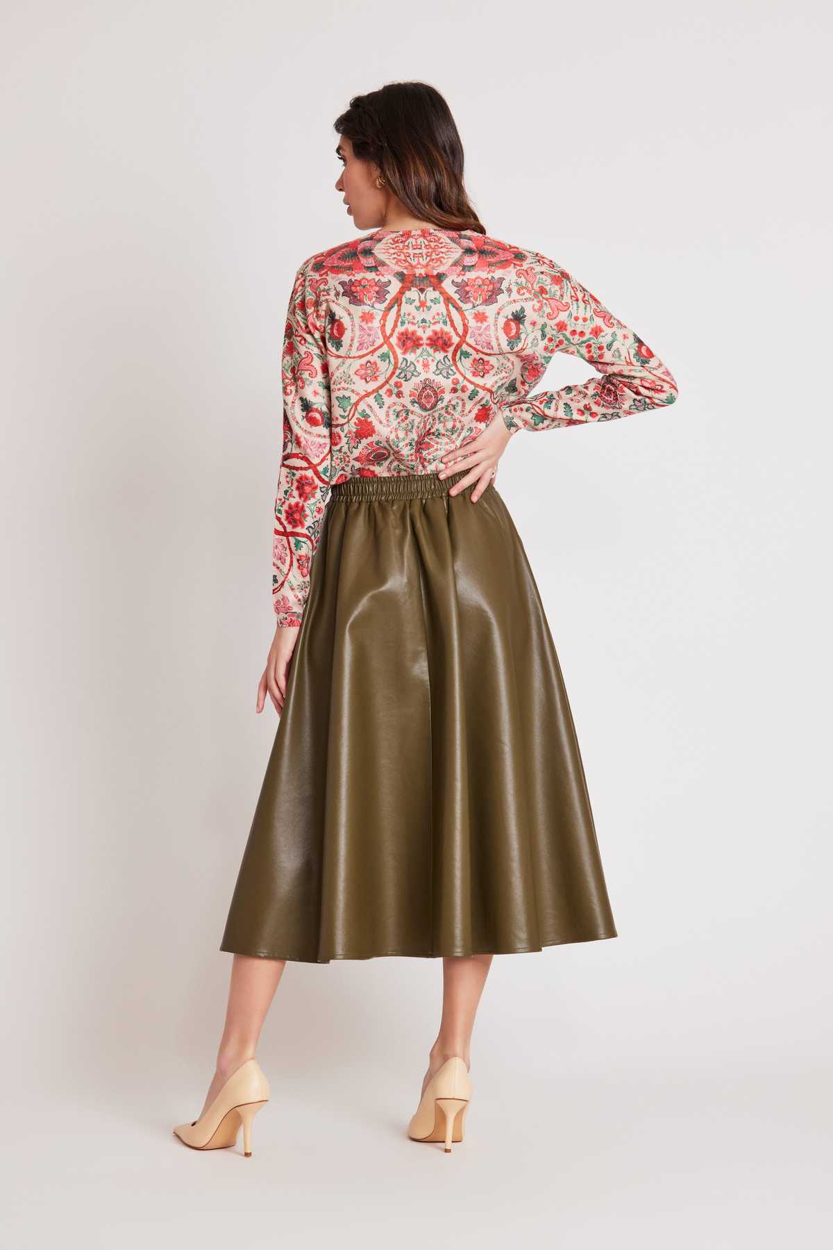 Honorine Vegan Leather Skirt - Olive
